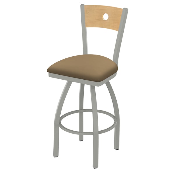 25" Swivel Counter Stool, Nickel Finish, Nat Back, Canter Sand Seat